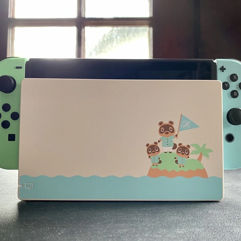 Nintendo Switch Dock with Animal Crossing Design in Green and Blue